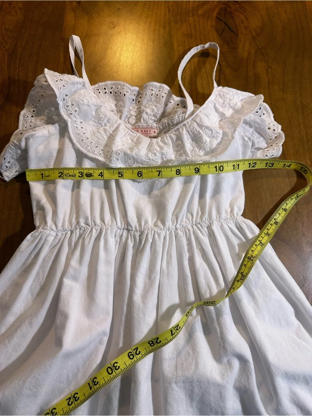 Vintage Old Navy Girls White Eyelet Sundress XL Boho Cottagecore Cotton